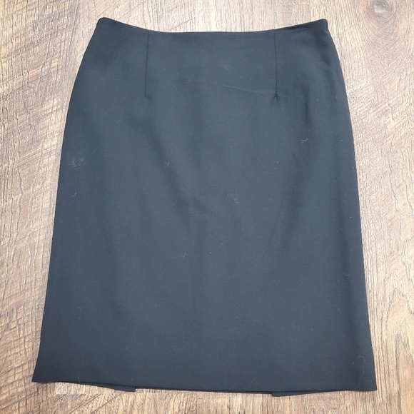 Theory Golda Black Pencil Skirt Slit Preppy Wool Office Classic Neutral Work 0 - Picture 3 of 14